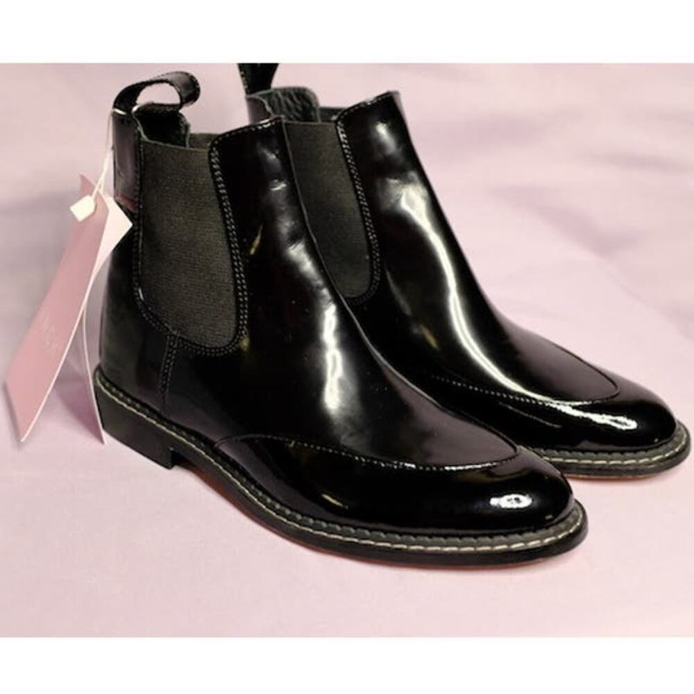 Inch2 Handmade Leather Chelsea Ankle Patent Boots New In Box